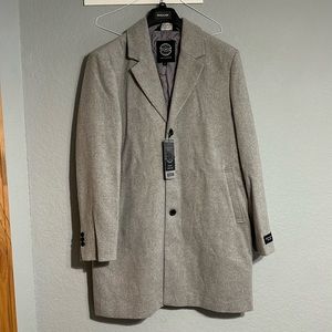 Haggar Mid-Length Single Breasted Brushed Twill Mens Lightweight Topcoat (Gray)